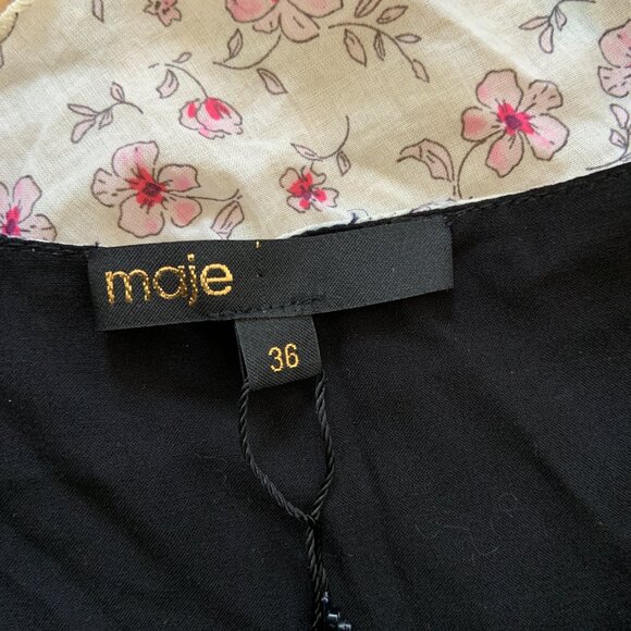 Maje Rissola Contrast Floral Ruffled Cotton Maxi Dress Size 36 - Picture 13 of 16